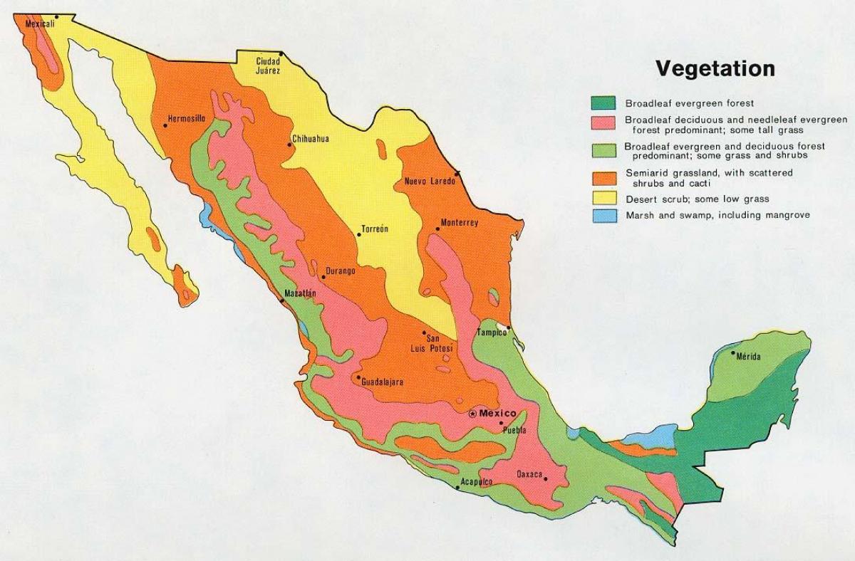 мапа Мексика природни ресурси