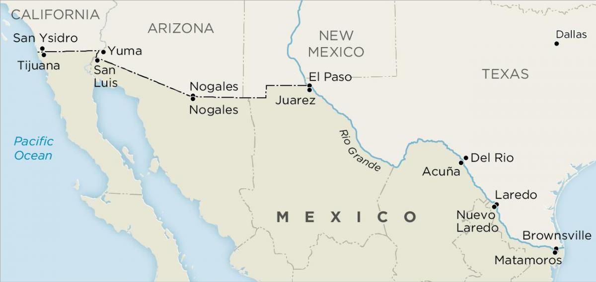 САД и Мексико границе картице