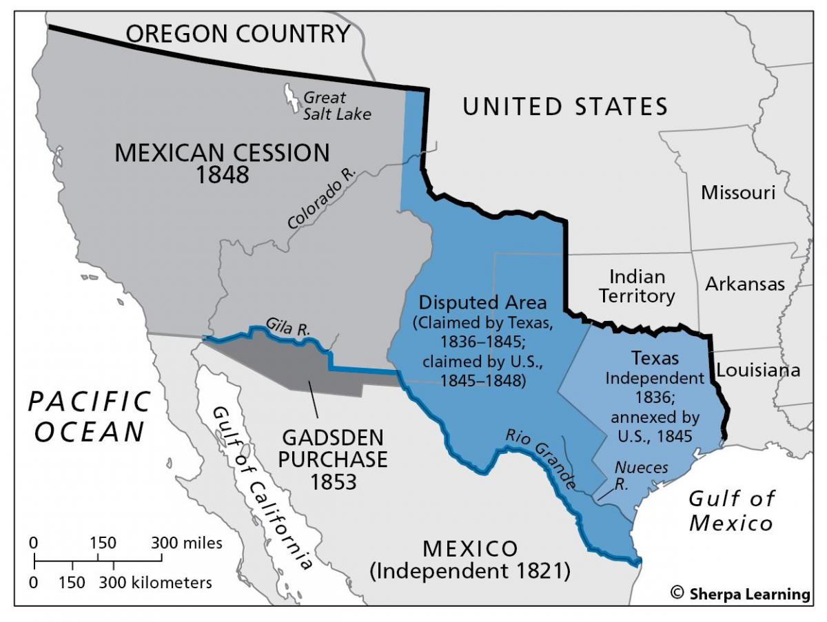 мапа Мексика цессии