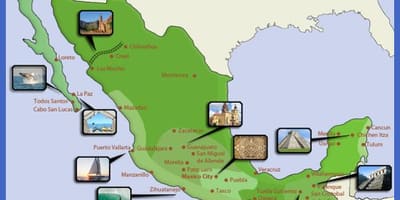 Мапа Мексика туристичких дестинација